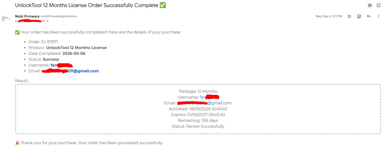 UnlockTool email support